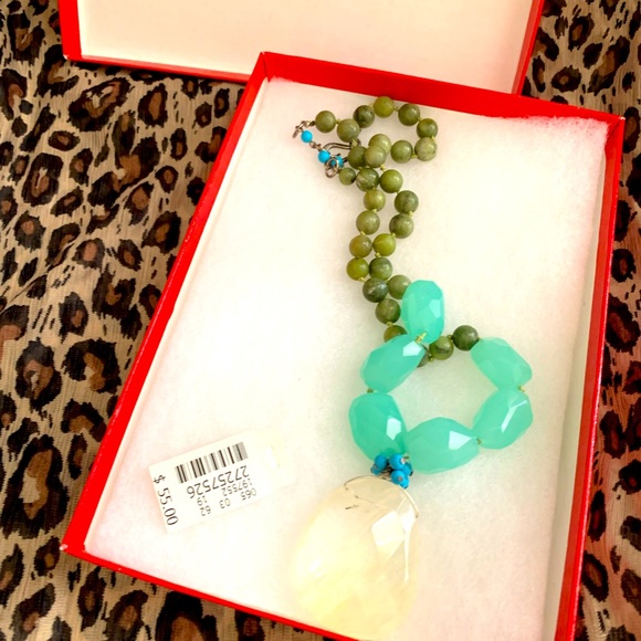 MULTI COLOR CRYSTAL STONE NECKLACE TALBOTS - Picture 2 of 9